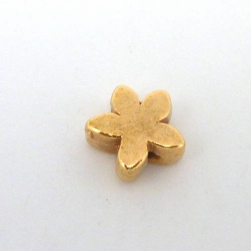Perle fleur, étoile 12mm lisse en métal doré