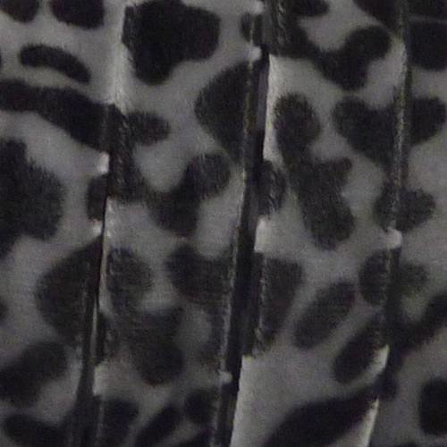 50cm ruban velours plat gris motif panthère 10mm de large 