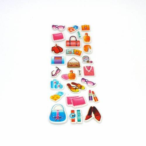 R-stickers accessoires fille relief 3d - 24 stickers 