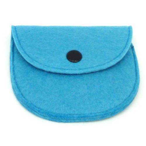 Pochette arrondie à customiser bleu caraïbes en laine feutrée