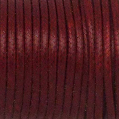 Cordon polyester enduit 1,8mm souple imitation cuir bordeaux brillant