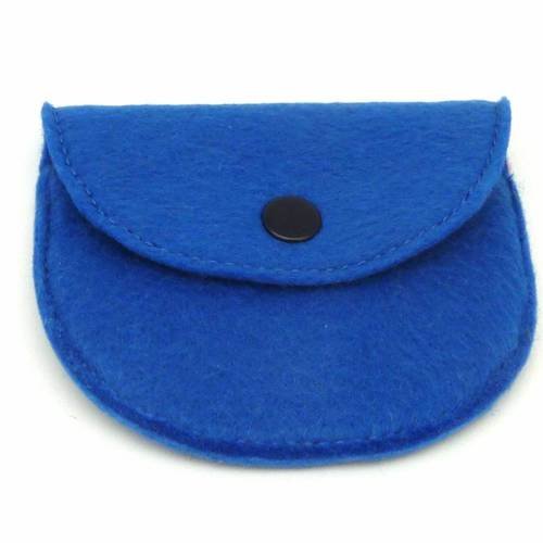 Pochette arrondie à customiser bleu etendard en laine feutrée