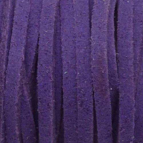 2m cordon plat daim synthétique violet 2,5mm