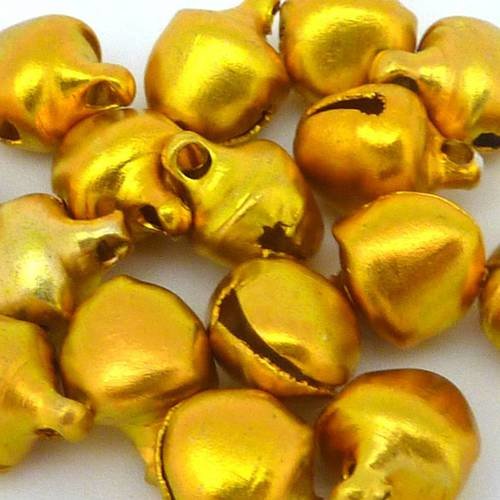 5 grelots en métal couleur jaune or 10,3mm