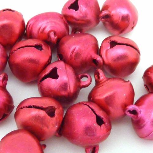 5 grelots en métal couleur rose fuchsia 13mm