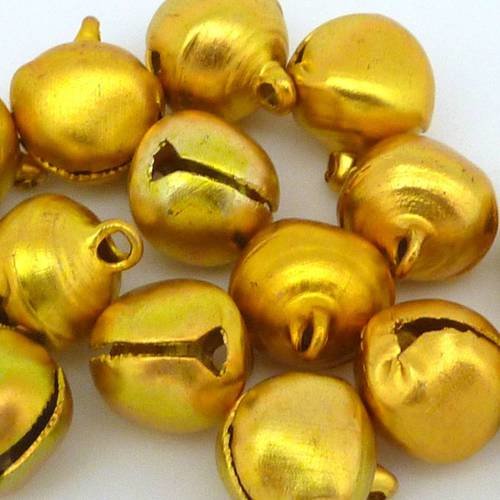5 grelots en métal couleur jaune or 13mm