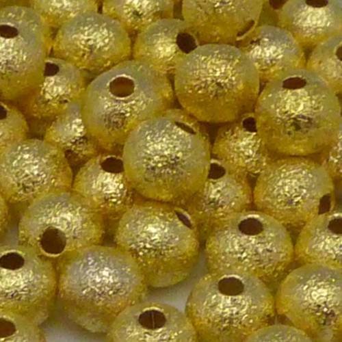10 perles brillantes en métal doré texturé 5mm