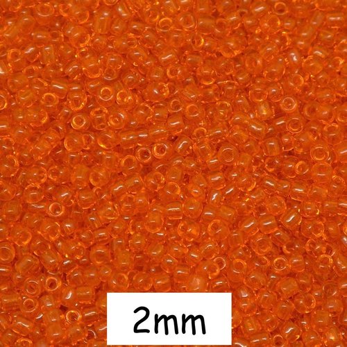 30g perles de rocaille 2mm orange translucide