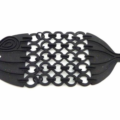 Pendentif poisson noir en métal noir 10,2 cm