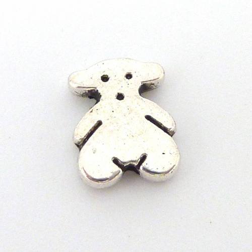 Perle ourson en métal argenté 11,3mm 
