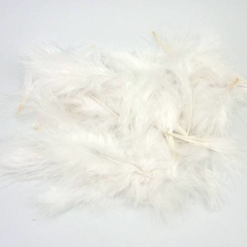 Sachet d'environ 30 plumes de décoration teintées blanc 5-10cm
