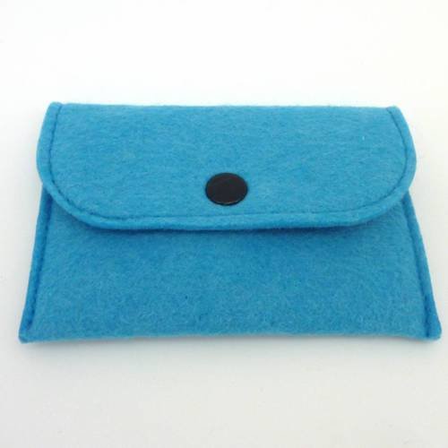 Pochette rectangulaire à customiser bleu caraïbe en laine feutrée