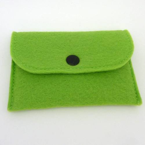 Pochette rectangulaire à customiser vert anis en laine feutrée
