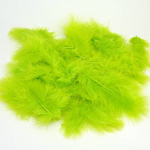 Sachet d'environ 30 plumes de décoration teintées vert anis 5-10cm