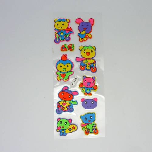 R-stickers fleur fluo, léger relief 3d - 9 stickers 