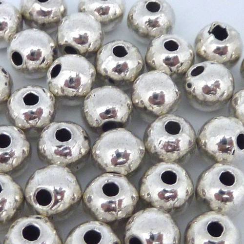 R-5 perles connecteur ronde lisse en métal argenté 6,3mm 