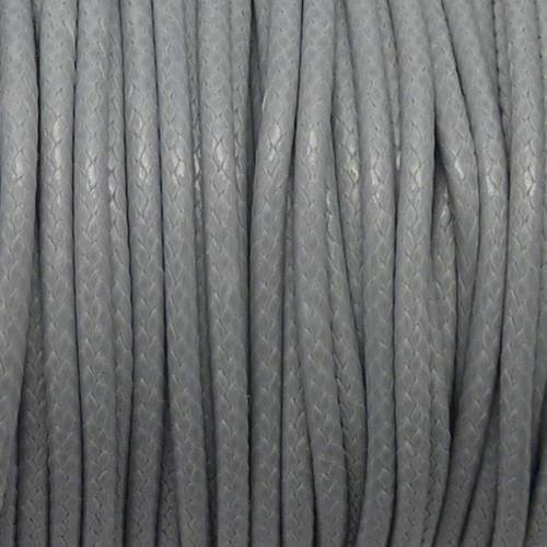 6,5m cordon polyester enduit 1,6mm souple imitation cuir de couleur gris clair 