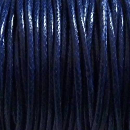 5m de cordon polyester enduit 1,5mm souple imitation cuir de couleur bleu marine