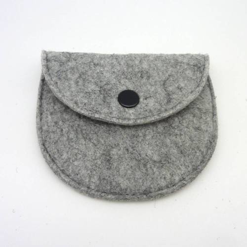 Pochette arrondie à customiser gris chiné clair en laine feutrée