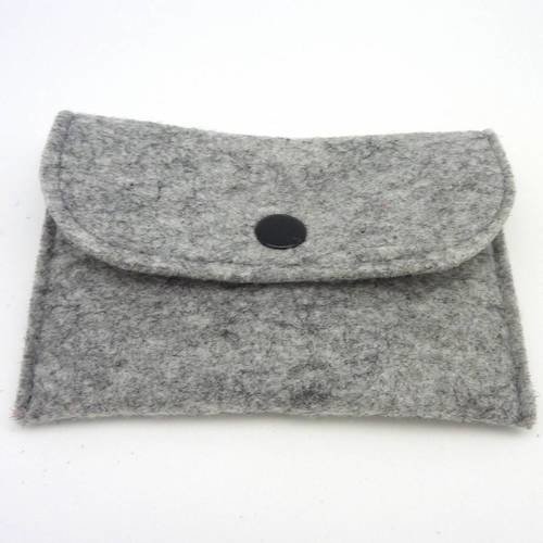 Pochette rectangulaire à customiser gris chiné clair en laine feutr