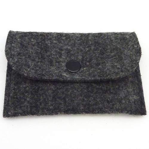 Pochette rectangulaire à customiser gris chiné foncé en laine feutr