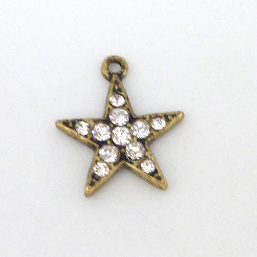 Breloque, pendentif étoile avec strass couleur diamant  18,7mm