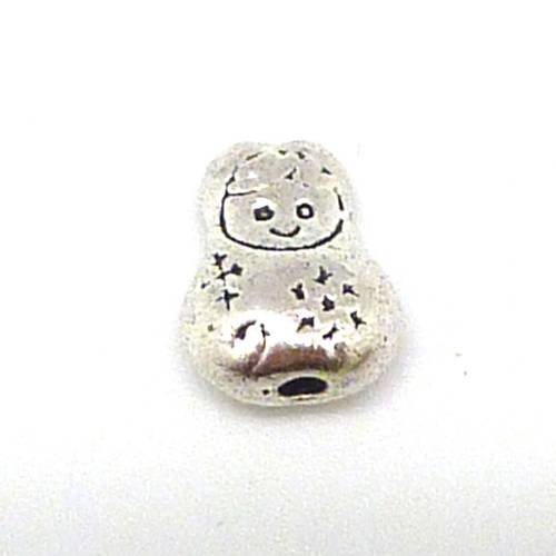 10 petites perles poupée russe matriochka en métal argenté 10,2mm