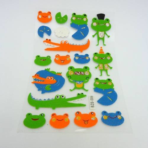 Stickers crocodiles et figurine style feutrine - 19 stickers
