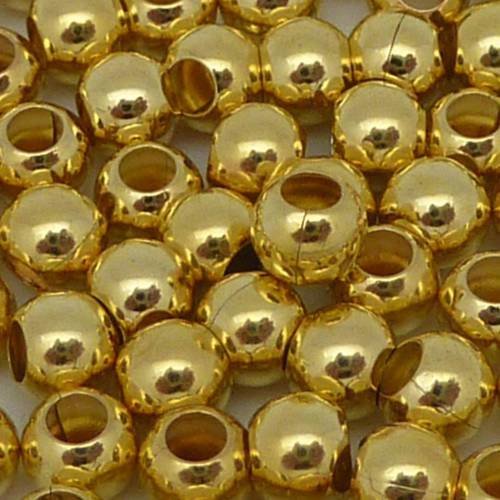 5 perles ronde en métal doré lisse 4mm 