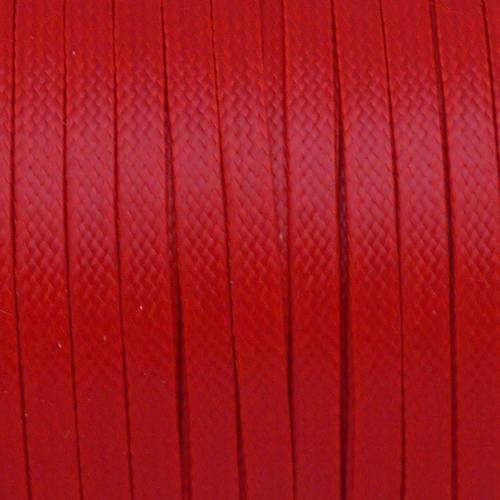 1m cordon ciré plat 4mm de couleur rouge brillant 