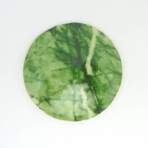 Cabochon rond en verre, porcelaine vintage motif marbré vert - 42.3mm