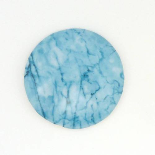 Cabochon rond en verre, porcelaine vintage motif marbré bleu - 42.3mm