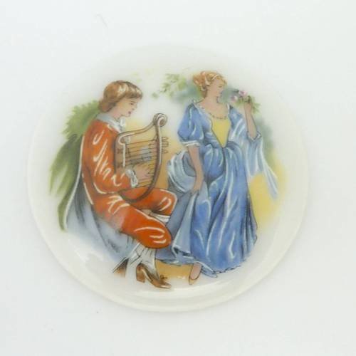 Cabochon rond en porcelaine vintage romantisme d 42.3mm