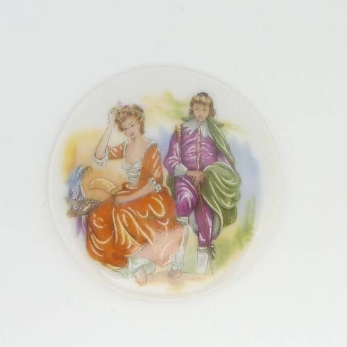 Cabochon rond en porcelaine vintage romantisme c 42.3mm