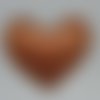 R-pendentif, breloque coeur marron orangé imitation cuir 5cm 