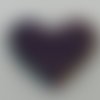 Pendentif, breloque coeur violet, prune imitation cuir 5cm 