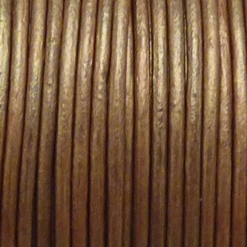 Cordon, fil cuir couleur marron bronze, doré 1mm 
