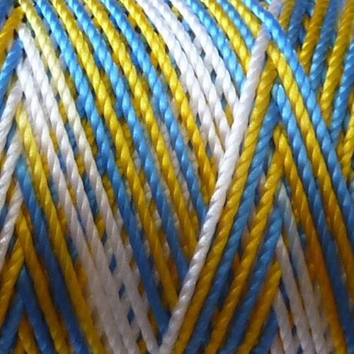 20m de fil, cordon nylon multicolore bleu, blanc, jaune brillant 0,8mm