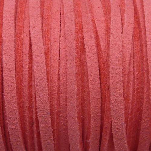 2m cordon plat daim synthétique de couleur rose lumineux 2,5mm