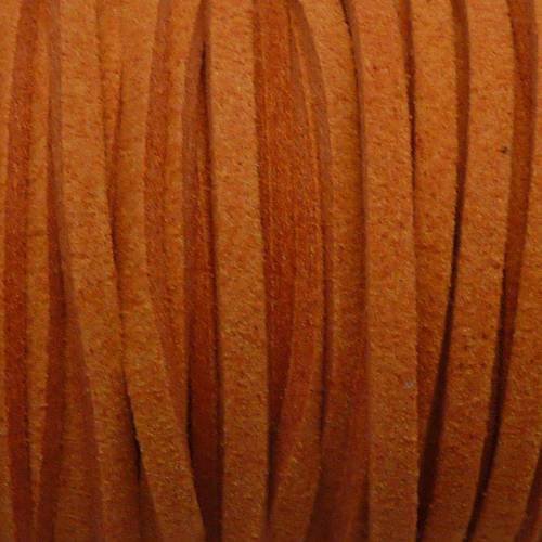 1m cordon plat daim synthétique 2,5mm de couleur orange suédine