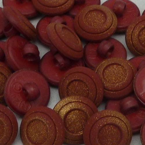 4 boutons connecteur vintage rond rouge pailleté doré 12,9mm 