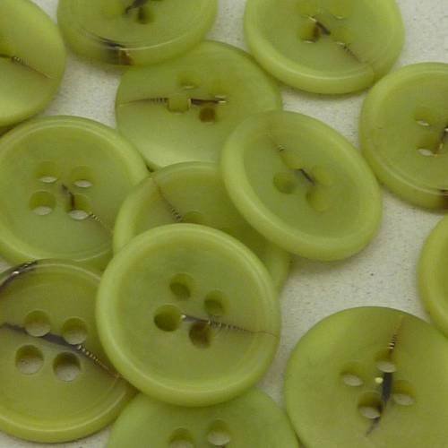 4 boutons connecteur rond vert anis strié marron et doré 15,1 mm 