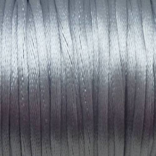 5m de fil, cordon queue de rat 2 mm  ou ficelle chinoise gris clair brillant 