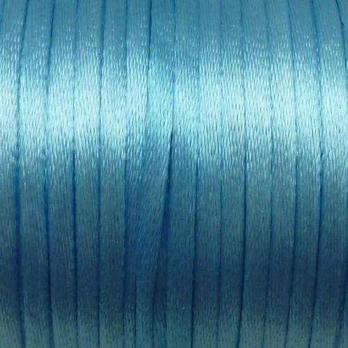 5m de fil, cordon queue de rat bleu ciel brillant 2mm 