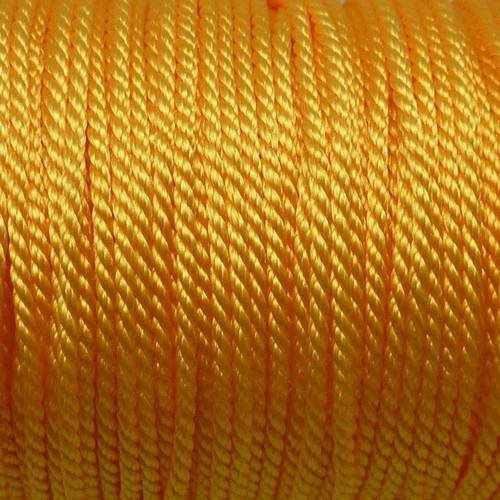 Fil polyester mouliné 3 fils de couleur orange, jaune or brillant 0,9mm 