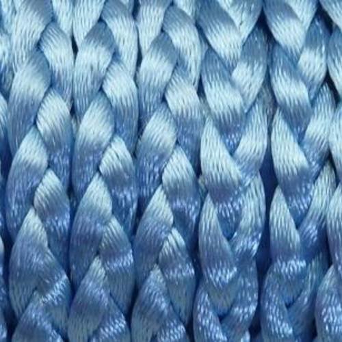 Cordon queue de rat, ficelle chinoise tressée bleu ciel brillant 3,5m
