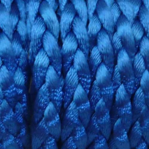 Cordon queue de rat, ficelle chinoise tressée bleu roi brillant 3,5m