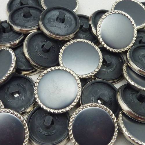 6 boutons connecteur vintage rond gris bleu et argenté 23,5mm