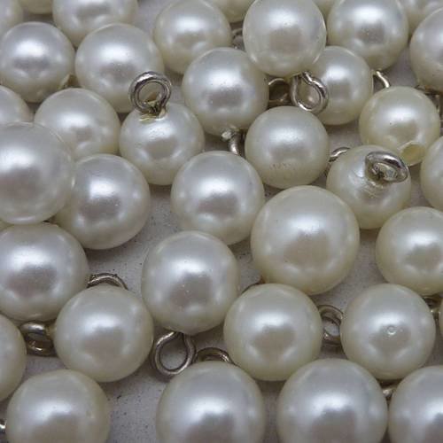 5 pendentifs, breloques boule 8,2mm imitation perle de culture 