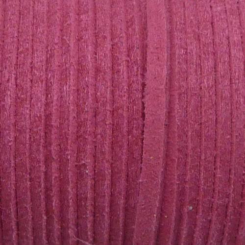 2m cordon plat daim synthétique de couleur rose 2,5mm